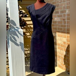 DKNY s14 sexy LBD-just Below knee-Asymmetric neckline-ponte knit-FLATTERING on!